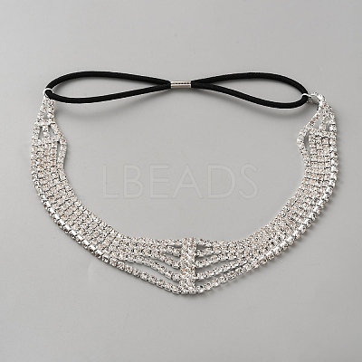 Iron with Rhinestone Elastic Headband OHAR-WH0034-26B-1