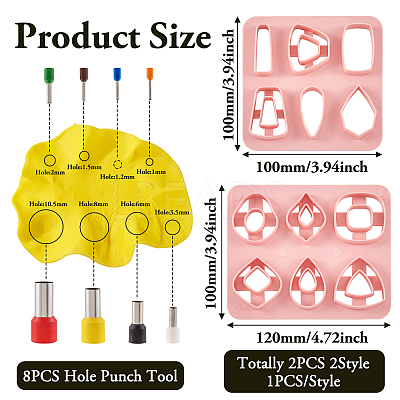 2Pcs 2 Style Trapezoid & Rectangle & Teardrop & Square ABS Plastic Plasticine Tools DIY-TA0005-58-1
