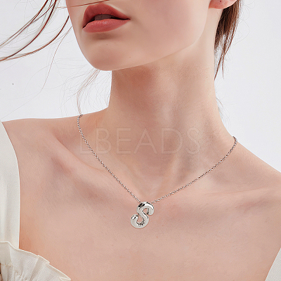 1pc Brass Chain with Alloy Letter Pendants Necklaces NJEW-LP0001-41S-P-1
