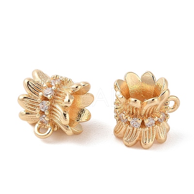 Brass Pave Clear Cubic Zirconia Beads KK-N256-08G-G-1
