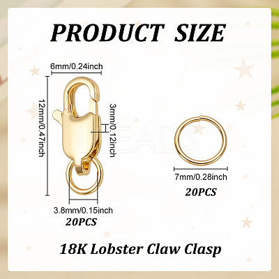 20Pcs Brass Lobster Claw Clasps KK-ME0003-50-1