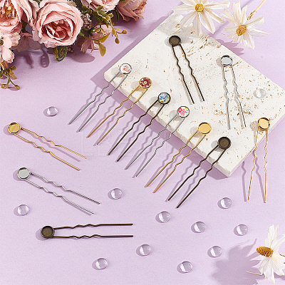 36Pcs 3 Colors Iron Hair Fork Findings IFIN-UN0001-25-1