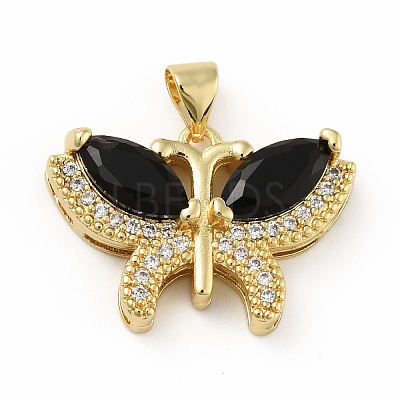 Brass Micro Pave Cubic Zirconia Pendants KK-B059-34G-A-1