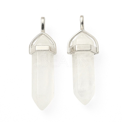 2Pcs Natural Quartz Crystal Double Terminated Pointed Pendants G-YW0002-05F-1