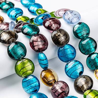 Handmade Silver Foil Glass Beads Strands X-SL109-1