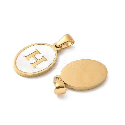 Natural Shell Oval with Initial Pendants STAS-I351-23G-H-1