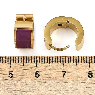 304 Stainless Steel Enamel Hoop Earrings EJEW-K268-20G-03-1