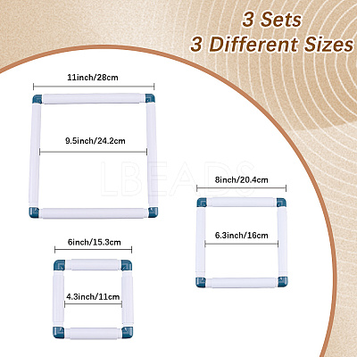 3 Stes 3 Styles Plastic Cross Stitch Embroidery Hoops DIY-CP0012-44A-1