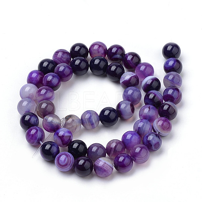 Natural Striped Agate/Banded Agate Beads Strands G-S259-04F-6mm-1