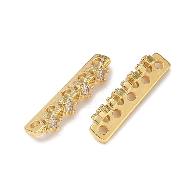 Brass Micro Pave Clear Cubic Zirconia Spacer Bars KK-Z139-11G-01-1