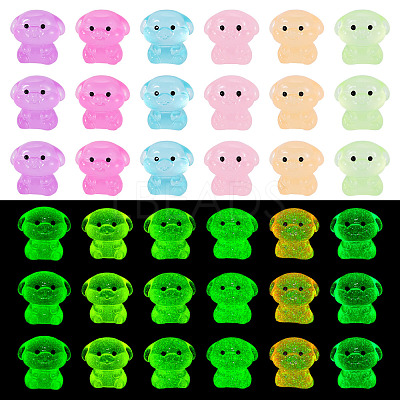 18Pcs 6 Colors Luminous Resin Pig Diaplay Decoration RESI-TAD0001-02-1
