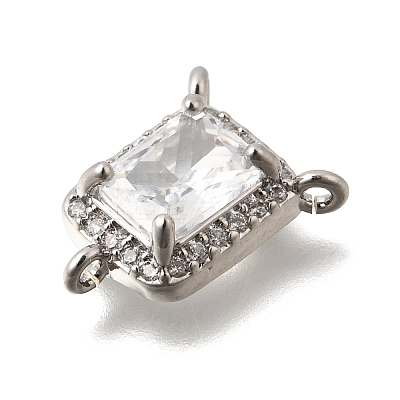Brass Pave Clear Cubic Zirconia Rectangle Chandelier Component Links X-KK-C255-08P-1