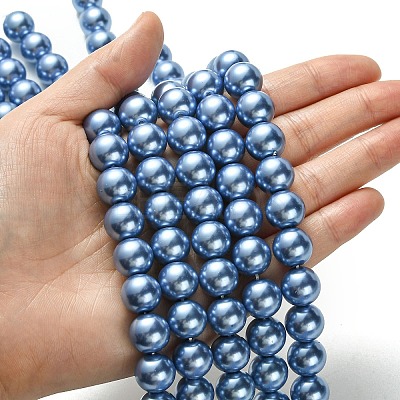 Eco-Friendly Glass Pearl Beads Strands HY-A008-12mm-RB015-1