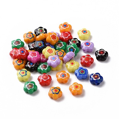 Printed Opaque Acrylic Beads X-OACR-E009-07B-1
