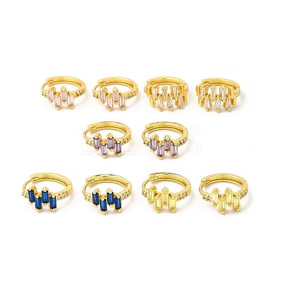 Cubic Zirconia Rectangle Hoop Earrings EJEW-E270-04G-1