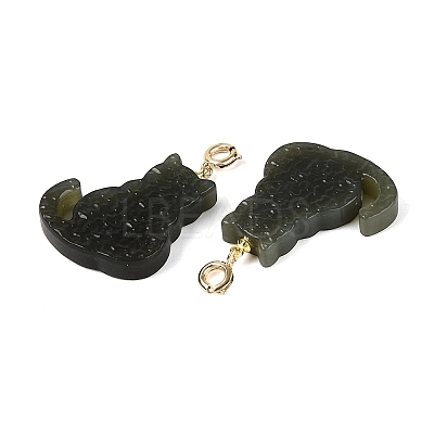 Natural Hetian Jade Cat Shape Pendant Decorations G-N371-09-1