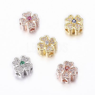Rack Plating Brass Micro Pave Cubic Zirconia Beads ZIRC-A006-04-1