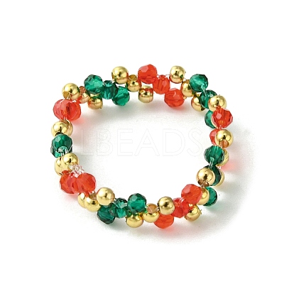 Christmas Theme Glass Rings RJEW-TA00121-1