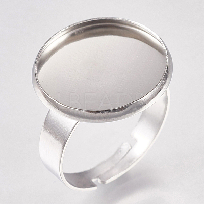 Tarnish Resistant 304 Stainless Steel Pad Ring Settings STAS-G173-19P-16mm-1