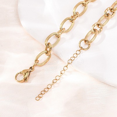 8MM 304 Stainless Textured Oval Link Chain Necklaces SA-CBA725A-26G-1