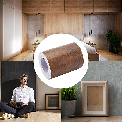 1 Roll PVC Imitation Wood Grain Adhesive Tape DIY-GF0008-40B-1