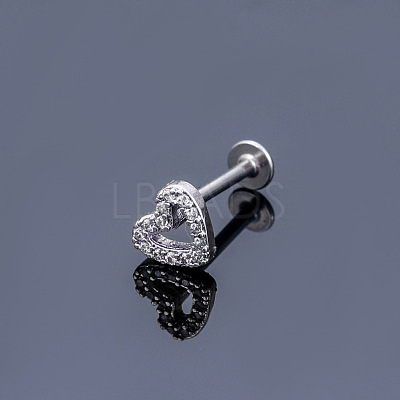 316L Surgical Stainless Steel Micro Pave Clear Cubic Zirconia Cartilage Earrings WGEC19D-14-1