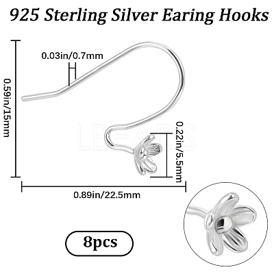 8Pcs 925 Sterling Silver Earring Hooks FIND-BBC0002-67-1