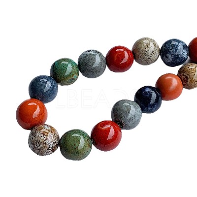 Bohemian Resin Round Beaded Necklaces with Brass Clasps for Women WGBFE99-01-1