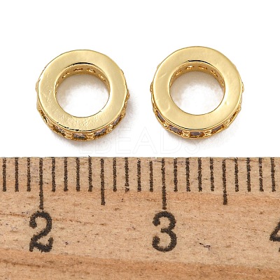 Rack Plating Brass Micro Pave Clear Cubic Zirconia Beads KK-U030-32G-08-1