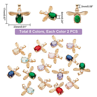 16Pcs 8 Colors Glass Pendants GLAA-GA0001-31-1