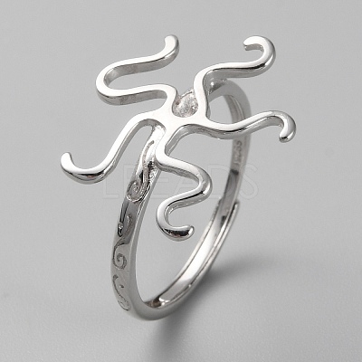 Anti-Tarnish Rhodium Plated 925 Sterling Silver Adjustable Rings Base STER-WH0011-27P-1