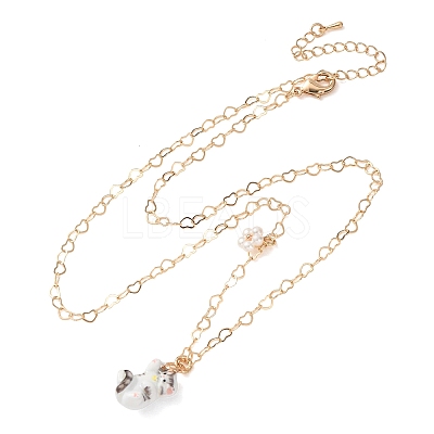 304 Stainless Steel Enamel Cute Cat Shape Pendant Necklaces for Women SA-G068-01G-01-1