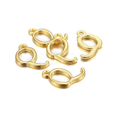 Golden Plated Alloy Letter Pendants PALLOY-J718-01G-Q-1