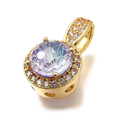 Brass Micro Pave Cubic Zirconia Pendants KK-F913-17G-1