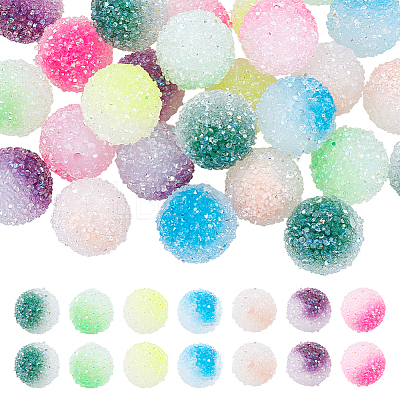 28Pcs 7 Colors Frosted Acrylic Beads MACR-PH0002-19-1