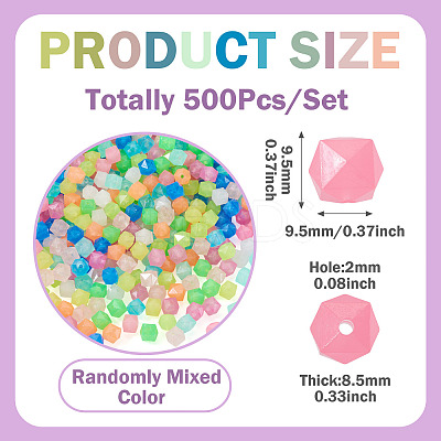 500Pcs Luminous PS Plastic Beads FIND-TA00009-13B-1