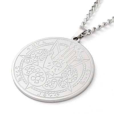 Non-Tarnish 304 Stainlessa Steel Curb Chain Pendant Necklaces LS-NJEW-H034-06P-1