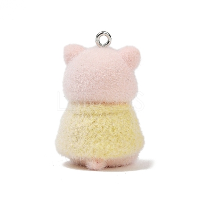 Animal Theme Flocky Opaque Resin Pendants RESI-H042-01P-19-1