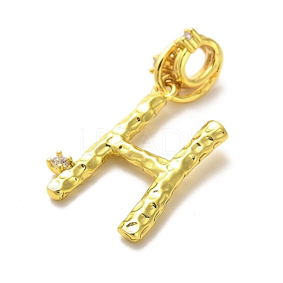 Rack Plating Brass Micro Pave Cubic Zirconia European Dangle Charms KK-L210-015G-H-1