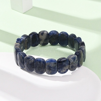 Natural Lapis Lazuli Beaded Stretch Bracelets for Unisex G-K303-01H-1