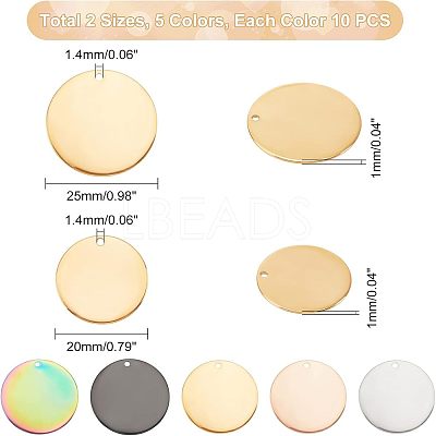 20Pcs 10 Style Ion Plating(IP) 304 Stainless Steel Charms STAS-UN0032-07-1