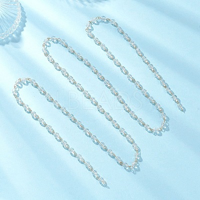 Handmade 304 Stainless Steel Glass Rondelle Link Chains AJEW-JB01460-01-1
