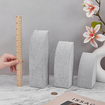 3Pcs 3 Sizes Vertical MDF Wood Covered with Velvet Necklace Display Stands NDIS-WH0023-001B-1