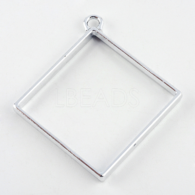 Rack Plating Alloy Rhombus Open Back Bezel Pendants X-PALLOY-S047-22D-FF-1