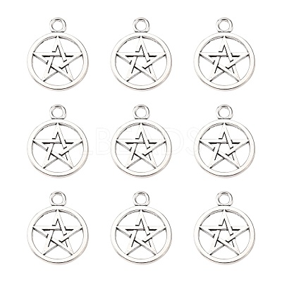 Tibetan Style Pentagram Pendants X-PALLOY-2739-AS-LF-1