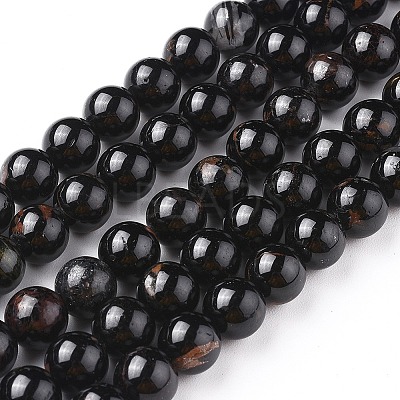 Natural Black Tourmaline Beads Strands G-F666-05-8mm-1