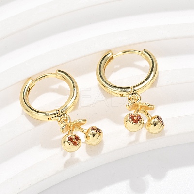 Brass Cubic Zirconia Hoop Earrings EJEW-Q015-01G-B-1
