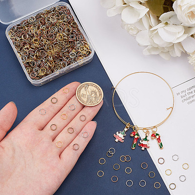 1600Pcs 4 Colors Iron Brass Open Jump Ring IFIN-ME0001-15-1