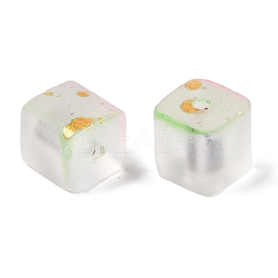 Frosted Glass Beads with Golden Glitter Powder LS-DGLA-NH001-8mm-01E-1