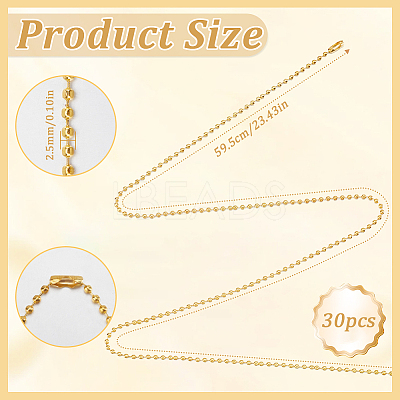 30Pcs Iron Ball Chain Necklace Making MAK-SP0001-08G-1